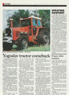 Vintage 1991 IMT 5106 TRACTORS Advertisement/Article YUGOSLAV TRACTOR
