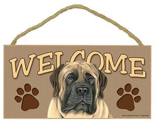 English Mastiff Wood Welcome Dog Wall Plaque Photo Display 5 x 10
