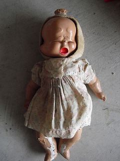   1920s Composition Cloth Three Face Character Girl Doll 15 Tall