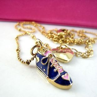 Betsey Johnson exquisite blue running shoes pendant necklace N038