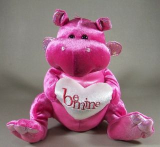 Pink & White Dragon Plush Be Mine Heart Valentines Day 9 Stuffed 