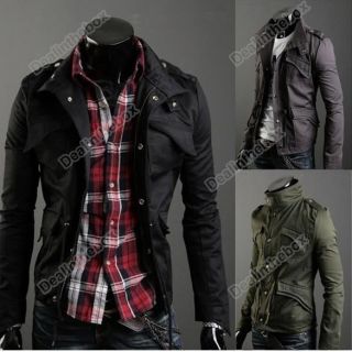 2012 New 3 color Fashion Mens Casual Stylish Slim Fit Zip Coat Jacket 