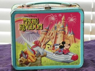   kingdom 1979 metal vintage lunch box with thermos collectible decor