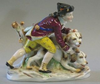fine vintage antique capodimonte figure of man w dogs time
