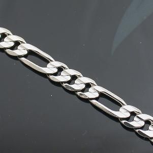20 mens white gold ep 7mm 3 link figaro chain