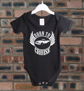 MERCEDES 380SL CONVERTIBLE BORN TO CRUISE CLASSIC CAR BABY GROW VEST 