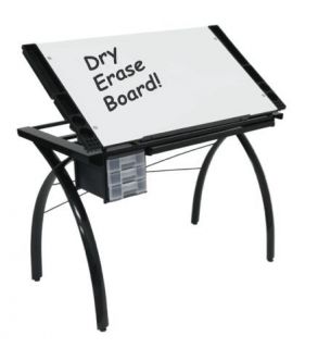 Studio Design FUTURA Drawing/Drafting Table BLACK BASE WHITE TOP