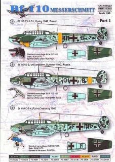 Print Scale Decals 1/48 MESSERSCHMITT Bf 110 German Fighter Bomber 