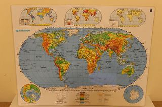 NYSTROM 22 X 18 WORLD TWO SIDED MAPS # 2UGH99 LAMINATED NEW !!!
