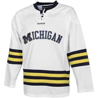 Reebok Michigan Wolverines Premier Lace Up Hockey Jersey   White