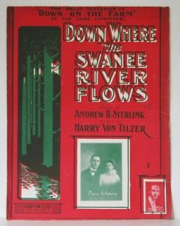 1903 DOWN WHERE THE SWANEE RIVER FLOWS Piano Vocal Sheet Music