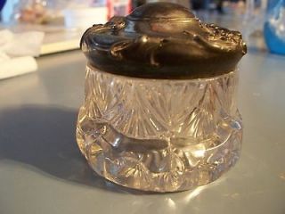 Vintage Crystal Jar With Silver Lid ~ Vanity Jar, Powder Jar, Dresser 