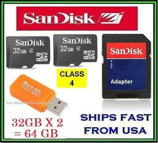   32GB x 2  64GB MICRO SD HC MEMORY CARD TF WITH ADAPTER & USB READER