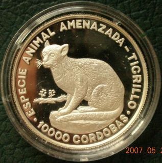 nicaragua 1990 ocelot 10000 cordobas silver coin proof from china