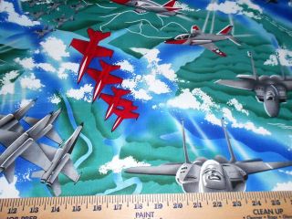 MILITARY JETS airplanes air planes military 1/2 yd X 42 fabric COTTON
