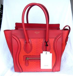 NEW CELINE MICRO LUGGAGE PYTHON BAG LIPSTICK RED SOLD OUT !!
