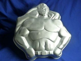   SUPERMAN cake pan BIG SUPER MAN mold tin DC COMIC HERO Fathers Day DAD