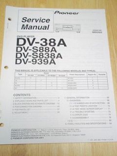  Service Manual~DV 38A/S88A/S838A/939A DVD Player~Original~Repair