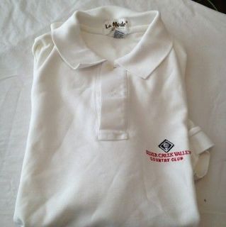 La Mode Silver Creek Valley Country Club White Golf/Polo Shirt Mens L