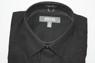   Cole Reaction Black Slim Fit French Cuff Wrinkle Free Dress Shirt