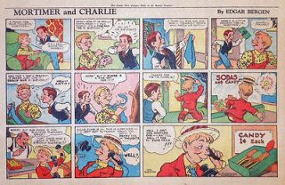 Mortimer & Charlie by Edgar Bergen   half page color Sunday comic, Feb 