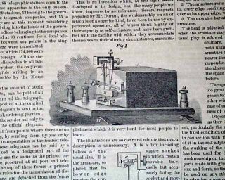 Rare 1868 Newspaper TELEGRAPH INVENTION Title w/ Print New York City