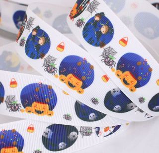 yards 1Halloween Spider Candy Cane GROSGRAIN Printed RIBBON 4 