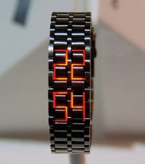 black band digital red led lava wrist watch iron metal
