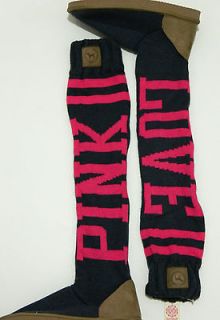 NWT Victoria Secret PINK Knee High Mukluk Slipper Boots M 7/8 Gray 