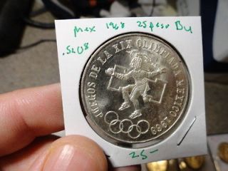1968 mexican silver 25 peso gem unc bu returns accepted