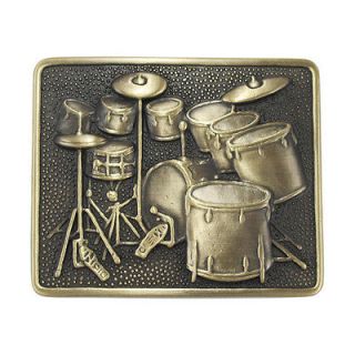 NEW Classic Vintage Brass Rock Star Drum Set Music Belt Buckle Free 