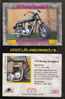 1962 mustang thoroughbred scooter bike motorcycle card from canada 