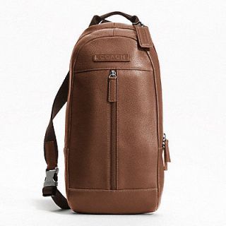 New COACH Camden Cognac Pebbled Leather Sling Messenger bag Backpack 