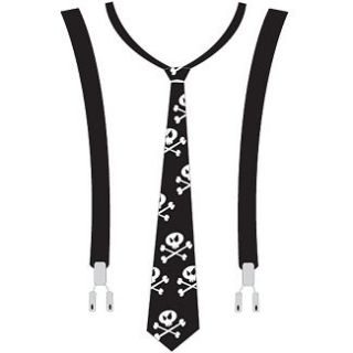 Cool Tuxedo Tshirt Black Skull Tie Suspenders Gothic Office Urban Suit 