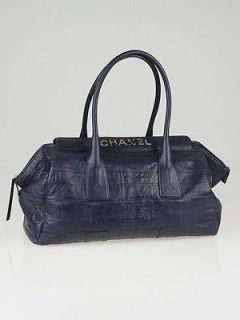 Chanel Navy Blue Quilted Lambskin Leather LAX Large Tote Bag