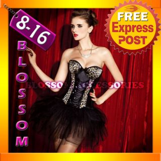 CC28 Moulin Rouge Burlesque Leopard Vegas Showgirl Fancy Dress Costume 