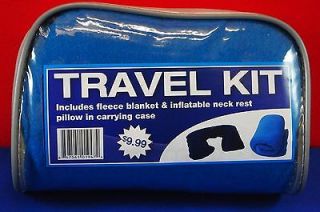 Travel Kit with Fleece Blanket and Inflatable Neck Pillow in Zipper 