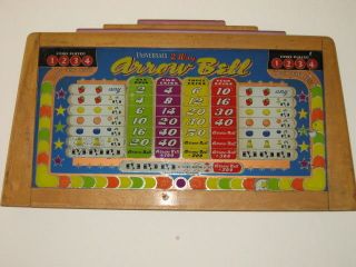 vtg slot machine top 1940s wood arrow bell time left