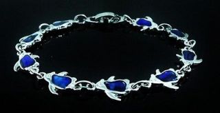 75 inch tiny blue Penguin Bracelet Paua Shell Inlay 20 cm