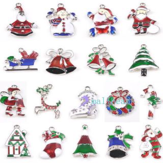1sets(18pcs) Enamel Christmas Charm Pendants Cute AP1206 34X19MM