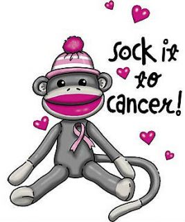   Cancer Awareness Sock Monkey Missy Fit Womens T Shirt S 3XL 4 colors