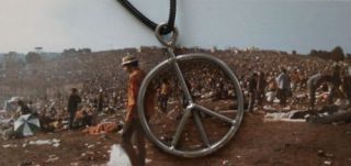 Vintage Recycled Woodstock Fence Peace Sign Necklace 69