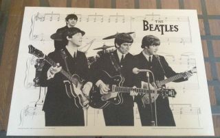Vintage 1982 Beatles Poster Lennon McCartney Ringo Harrison Silver 