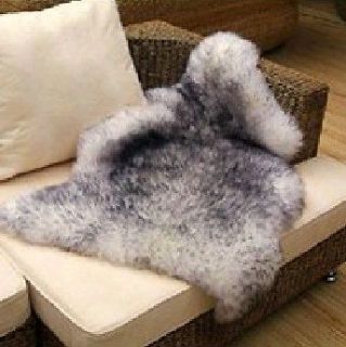 Natural White / gray single pelt sheepskin rug genuine big new