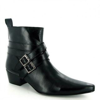 Ikon HOFFMAN Mens Slip On Pointed Leather Winklepicker Chelsea Boots 
