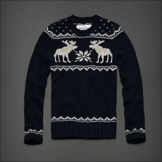   & Fitch Mens Blue North Notch Wool Moose Sweater Size Medium