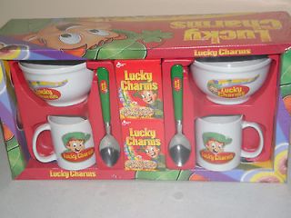 LUCKY CHARMS CERAMIC CEREAL BOWL, MUG, SPOON GIFT SET   LAST ONE