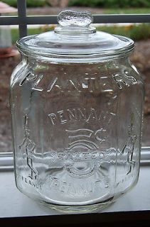 Vintage Large Planters Pennant Peanut Glass Jar & Lid Display Counter 
