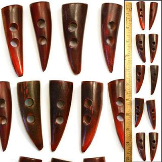 LG 2 Natural Carved RED Water Buffalo Horn SPIKE Toggle Sewing 