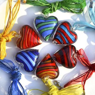 new handmade lots 6pcs murano glass womens heart necklace pendant 